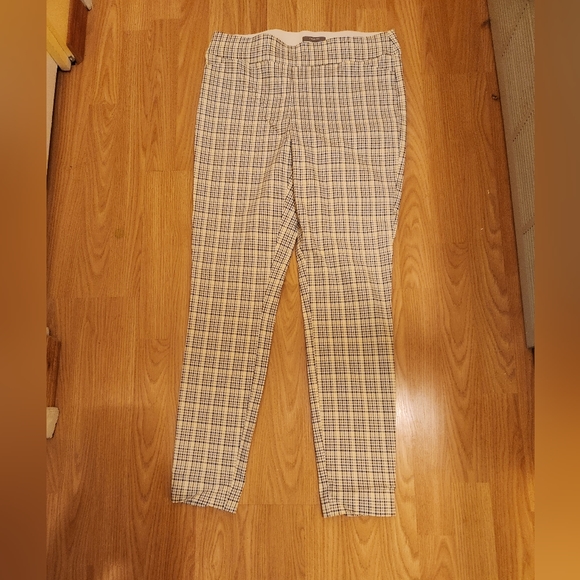 Maurices medium yellow, black and white plaid pants with wide elastic waist band - Picture 1 of 5